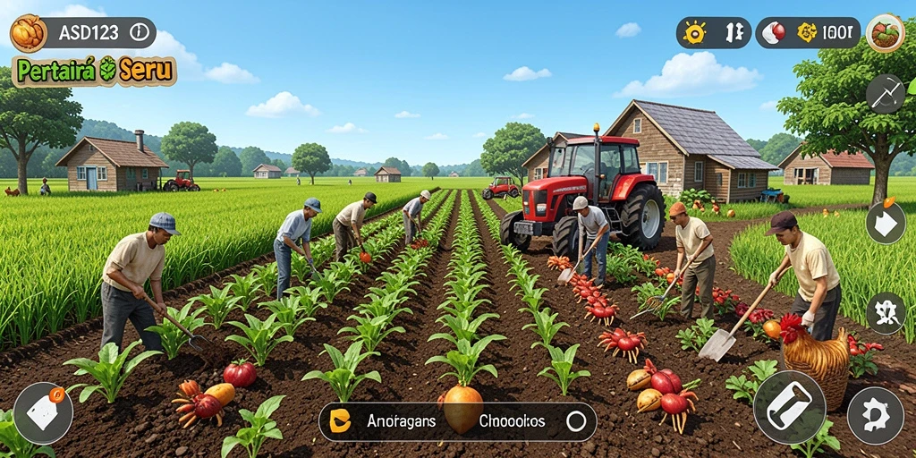 Screenshot gameplay ASD123 menunjukkan ladang yang hijau dan subur.