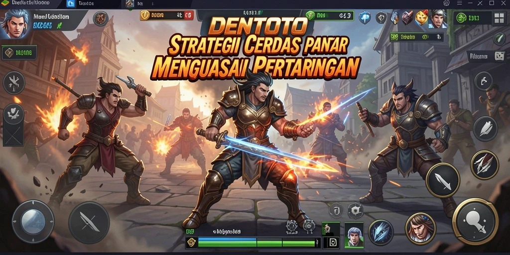 Screenshot gameplay DENTOTO menampilkan pertarungan strategi yang mendebarkan.