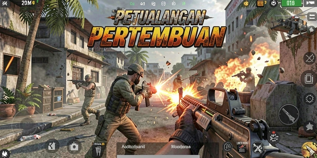 Tampilan gameplay seru dengan aksi tembak-tembakan mendebarkan.