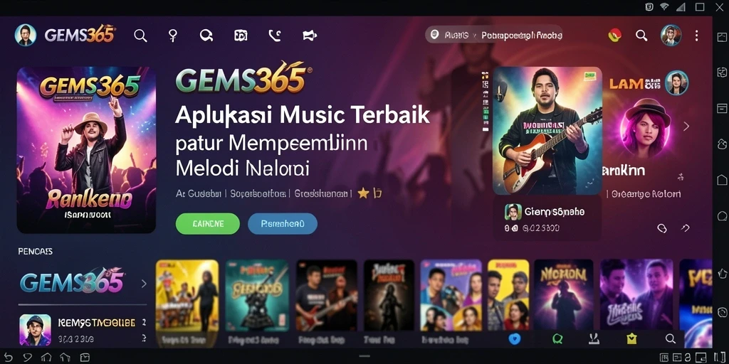 Screenshot utama GEMS365 menampilkan pengguna yang asyik berlatih musik.
