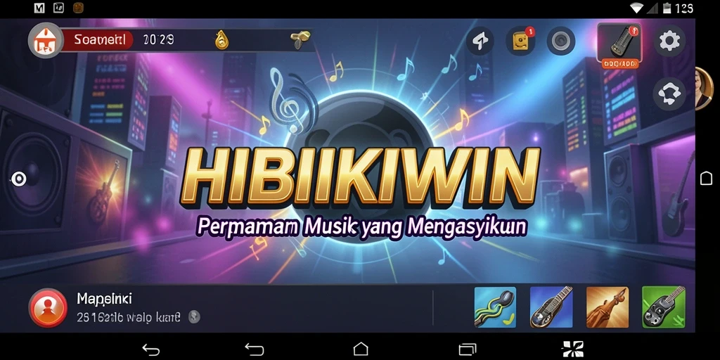 Tampilan gameplay HIBIKIWIN menunjukkan keseruan bermain musik.