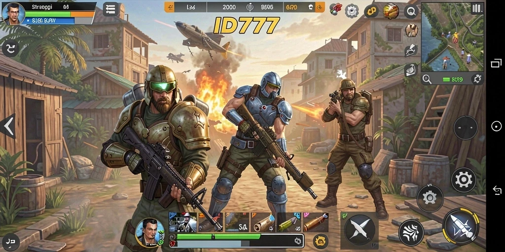 Tampilan gameplay mendebarkan dalam ID777 yang menampilkan strategi dan pertempuran.