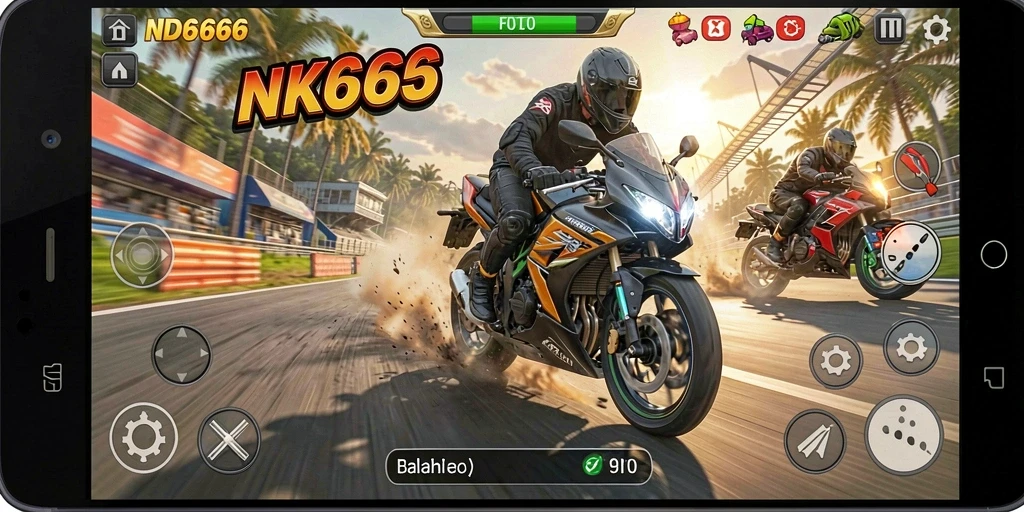 Gameplay NK666 yang mendebarkan saat balapan motor.