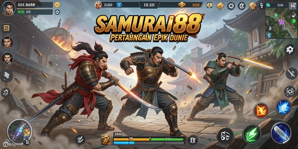 Tampilan gameplay epik dalam SAMURAI88 saat pertarungan seru Battle Royale.
