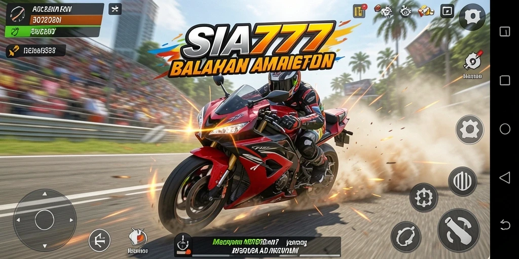 Tampilan gameplay SIA777 yang mendebarkan dan penuh aksi balapan motor.