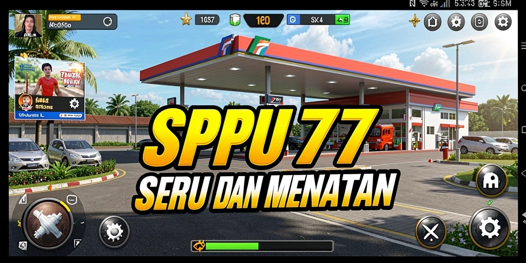 Tampilan gameplay SPBU77 yang penuh warna dan interaktif.