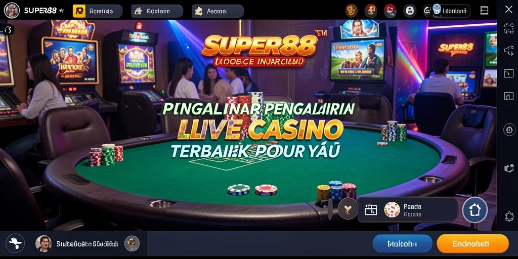 Tampilan gameplay Live Casino di SUPER88 dengan dealer langsung.