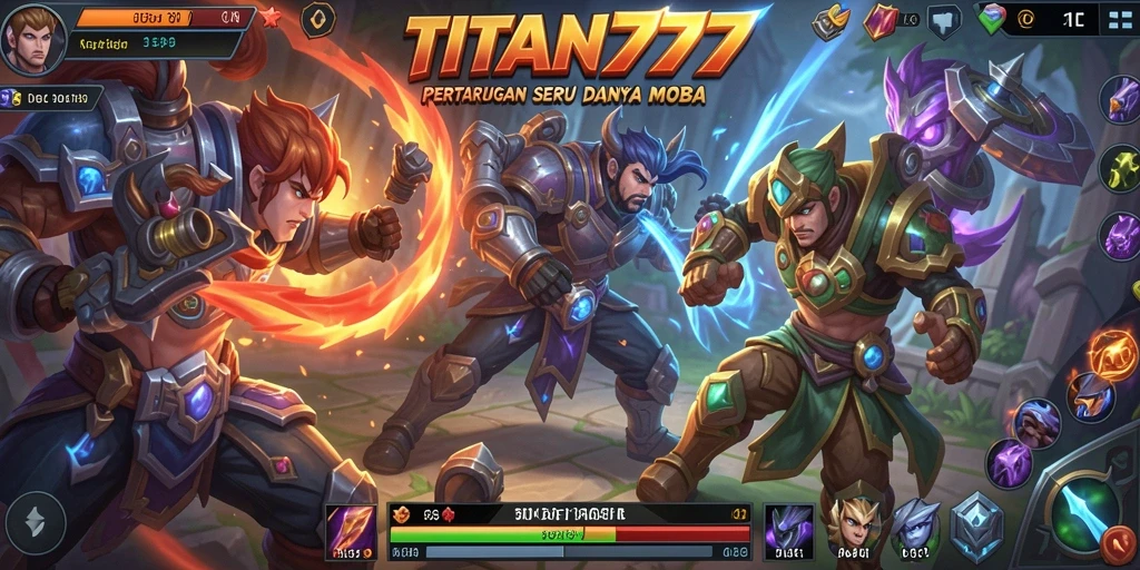 Tampilan gameplay seru di TITAN777, penuh aksi dan strategi.