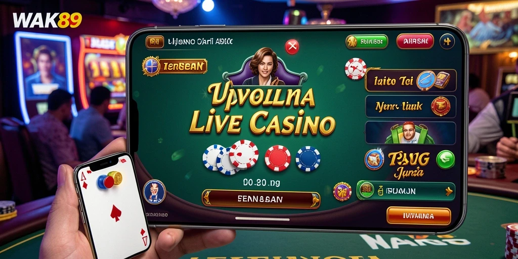 Tampilan menarik gameplay Live Casino di WAK89 dengan dealer profesional.